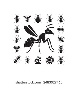 Ant Logo Vector silhouette image