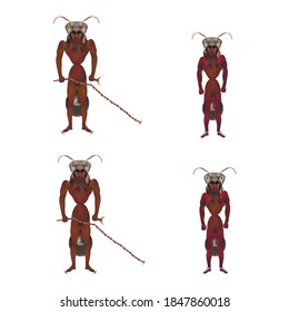 Ant man. Worker and overseer. A slave owner with a whip threatens a worker ant.