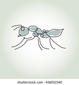 Ant in minimal line style vector