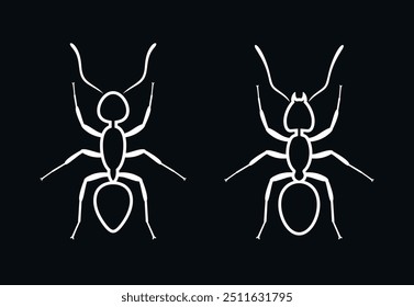 Ant outline. Isolated ants on white background