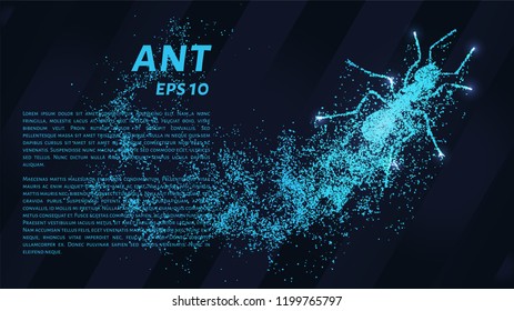 Ant de las partículas. La hormiga está formada por pequeños círculos.