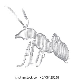 Ant of the particles. The ant consists of small circles. Vector illustration