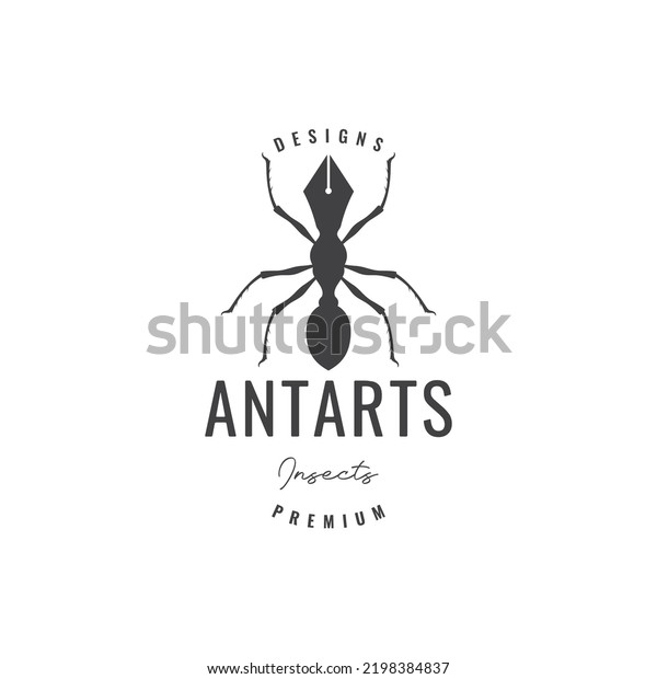 ant with pen logo design\
