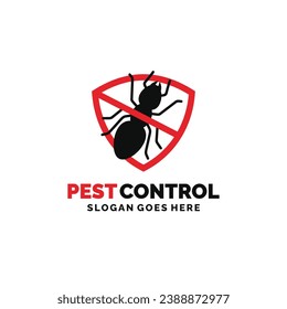 Ilustración vectorial del diseño del logotipo de control de plagas de hormigas. Logo de control de plagas