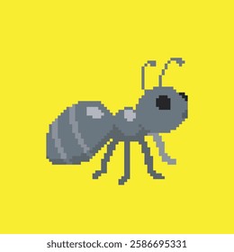 ant pixel art, vector illustration on isolated background.