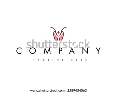 ant with the power button. ant technology logo design