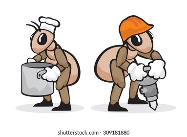 Ant profession cook and builder