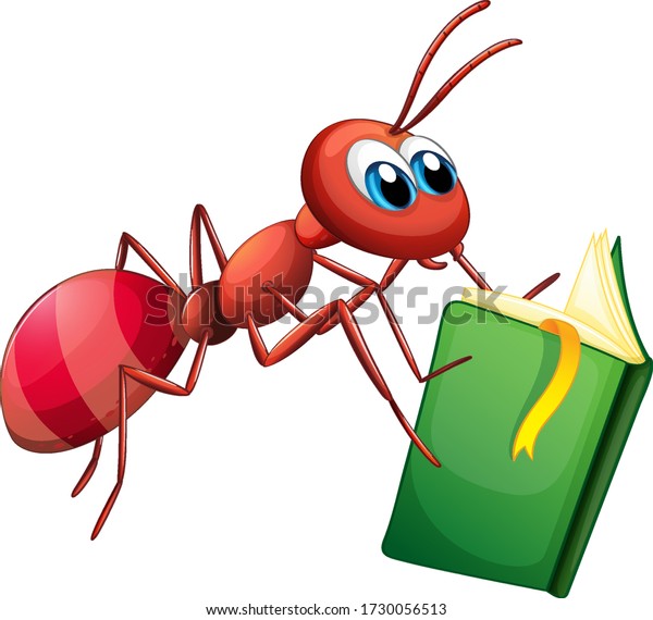 Ant Reading Book On White Background Stock Vector (Royalty Free ...