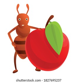 Ant red apple icon. Cartoon of ant red apple vector icon for web design isolated on white background