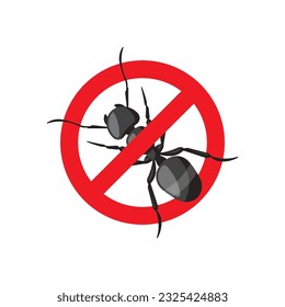 Ant in red forbidding circle vector