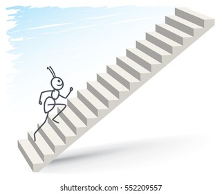 Ant running up stairs