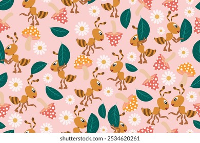 Ant seamless pattern for background, wallpaper, fabric, wrapping, etc