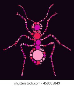 ant shape vector design by color point