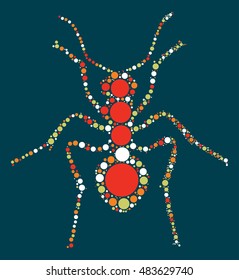 ant shape vector design by color point