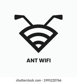 Ant and Signal Logo Concept. Ant Head. Black and Grey. Minimalist. Monogram. Logo, Icon, Symbol and Sign