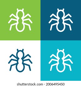 Ant Silhouette Flat four color minimal icon set