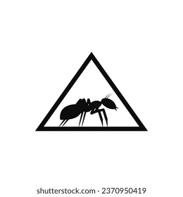 Silueta de hormiga dentro de un símbolo triangular.