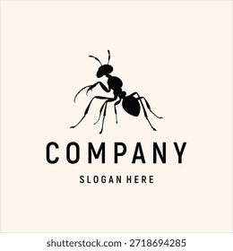 Plantilla de Vector de elemento de diseño de logotipo de silueta de hormiga
