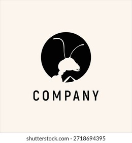 Plantilla de Vector de elemento de diseño de logotipo de silueta de hormiga