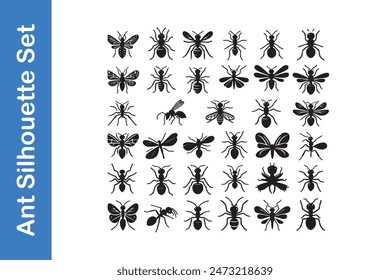 Ant Silhouette Set with vector collections. 