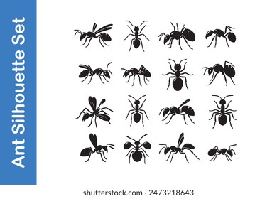 Ant Silhouette Set with vector collections. 