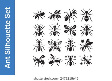 Ant Silhouette Set with vector collections. 