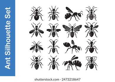 Ant Silhouette Set with vector collections. 