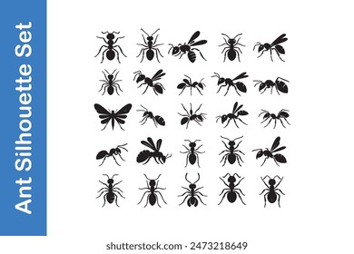 Ant Silhouette Set with vector collections. 