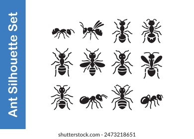 Ant Silhouette Set with vector collections. 