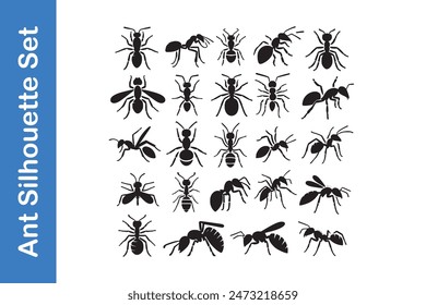 Ant Silhouette Set with vector collections. 