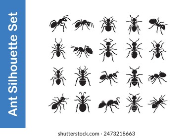 Ant Silhouette Set with vector collections. 