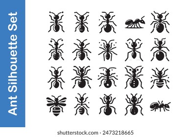 Ant Silhouette Set with vector collections. 