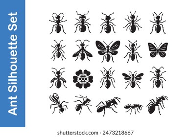 Ant Silhouette Set with vector collections. 