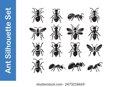 Ant Silhouette Set with vector collections. 