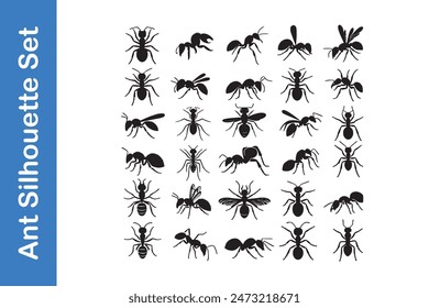 Ant Silhouette Set with vector collections. 