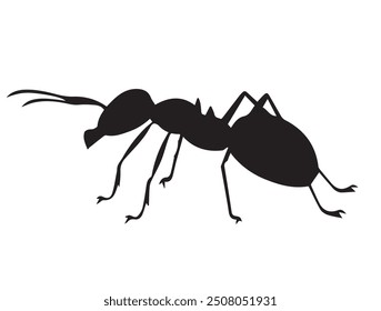 Ant silhouette vector. black ant silhouette isolated on white background. Ant icon vector illustration design.