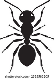 Ant silhouette vector. black ant silhouette isolated on white background.