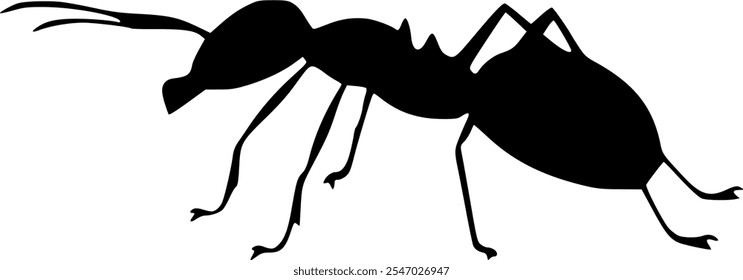 Vector de silueta de hormiga. silueta de hormiga negra aislada sobre fondo blanco. Diseño de Ilustración vectorial de icono de hormiga.