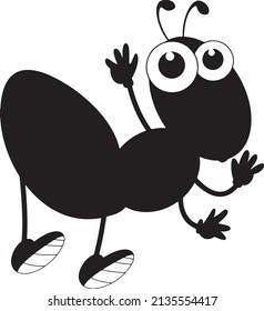 Ant silhouette vector black and white