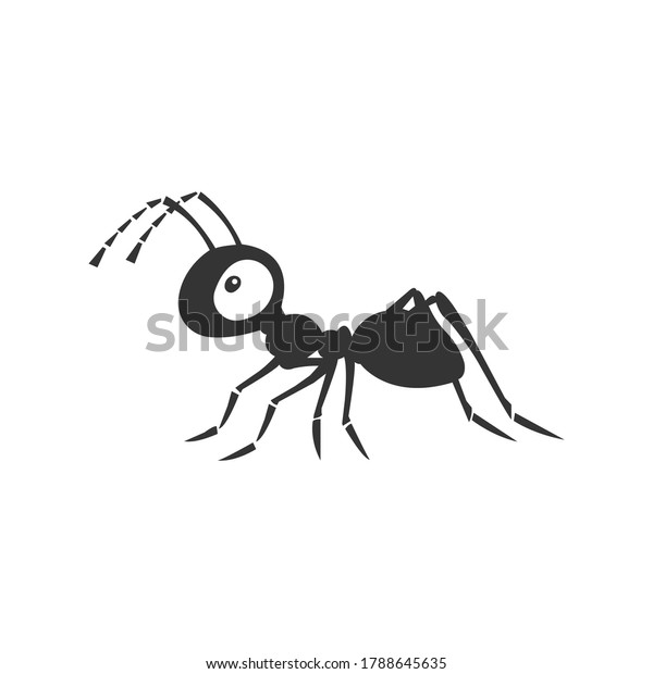 Ant silhouette\
vector on a white\
background