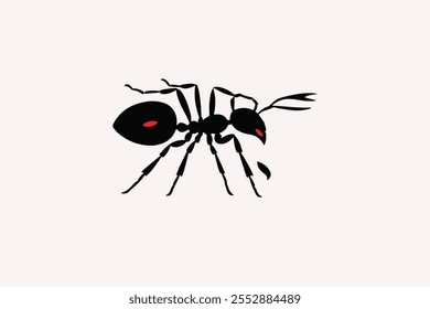 ant silhouette vector with a white background -red