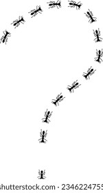 Ant silhouettes trail illustration in shape of question mark. disinfection concept.