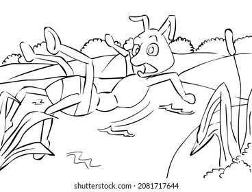An Ant Slipping in The River Coloring Page. Ants are common insects, but they have some unique capabilities. More than 10,000 known ant species occur around the world