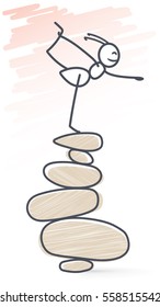 Ant standing on a pile of stones doing yoga