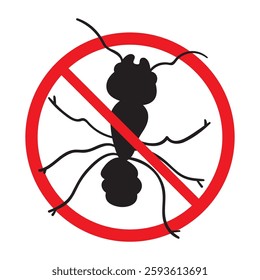 Ant stop sign. Silhouette. Design. Vector illustration. White background.