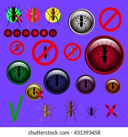 Ant and Stop ant sign symbols vector design