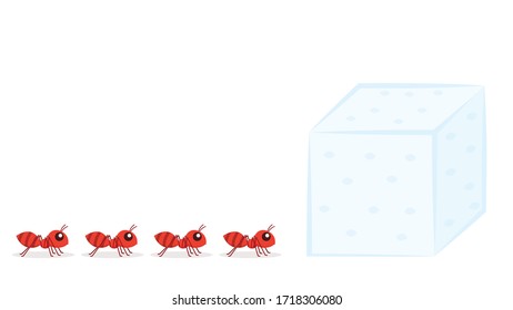 Ant and Sugar stack vector. free space for text. copy space.