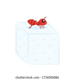 Ant and Sugar stack vector. free space for text. copy space. Ant on sugar.
