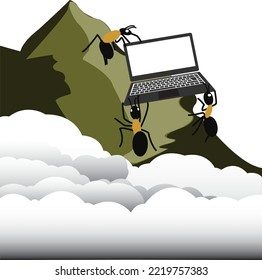 ant team work vector flat design with group work theme to achieve success goals suitable for illustration, poster, baground, walpapper etc