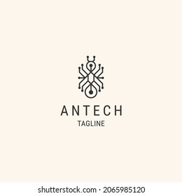 Ant technology line art logo template